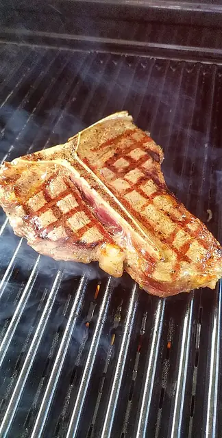 T-bone steak na grilovacím roštu